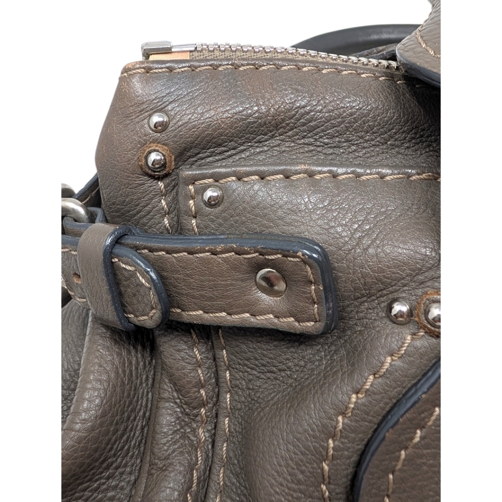 Chloé Vintage Paddington Satchel Mastic Gray Greige Grained Leather Lock and Key - Picture 9 of 16